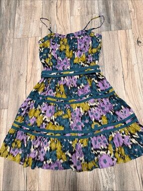 Elle Multi-Color Floral Print Midi Dress removable straps